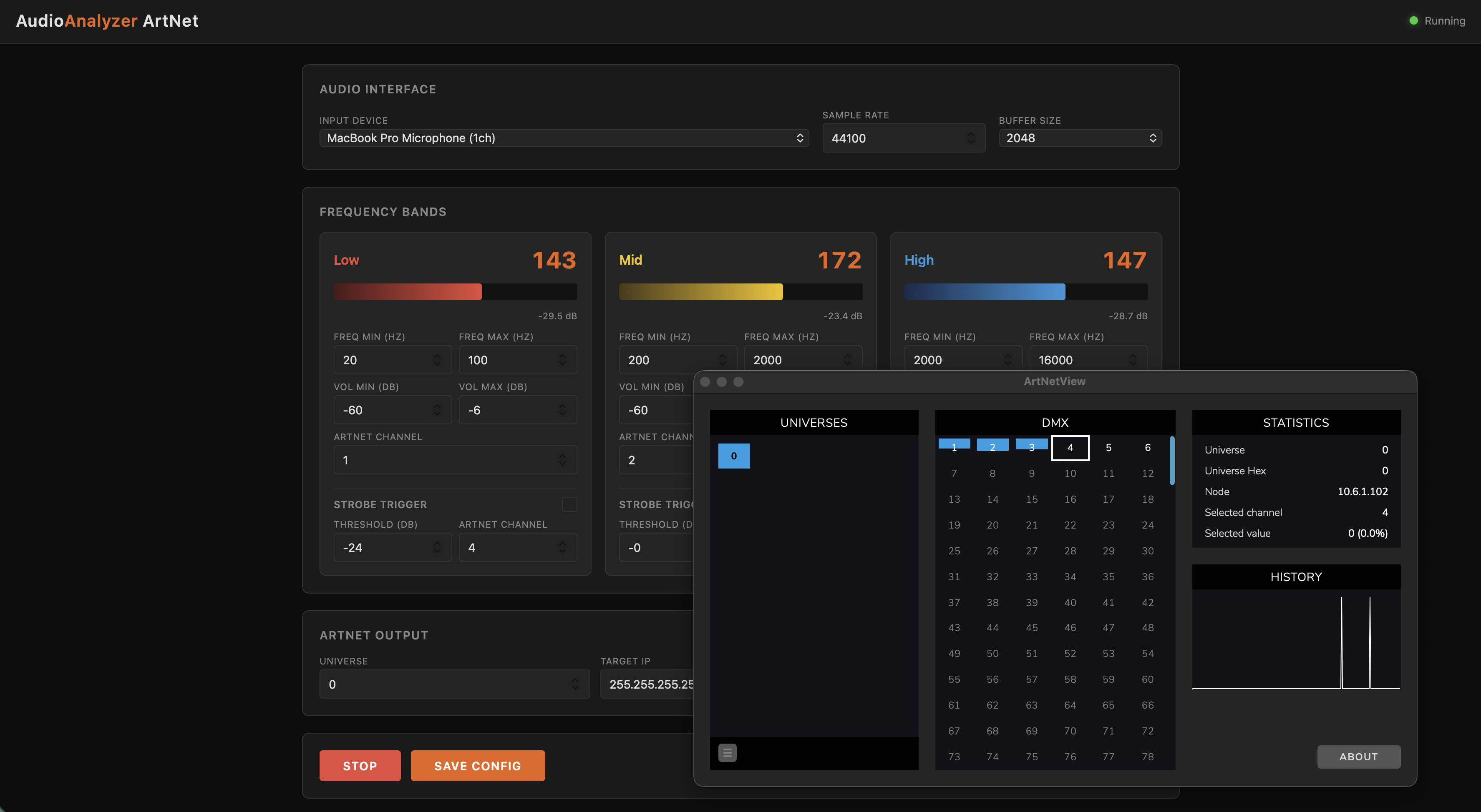 ArtNET Audio Analyzer